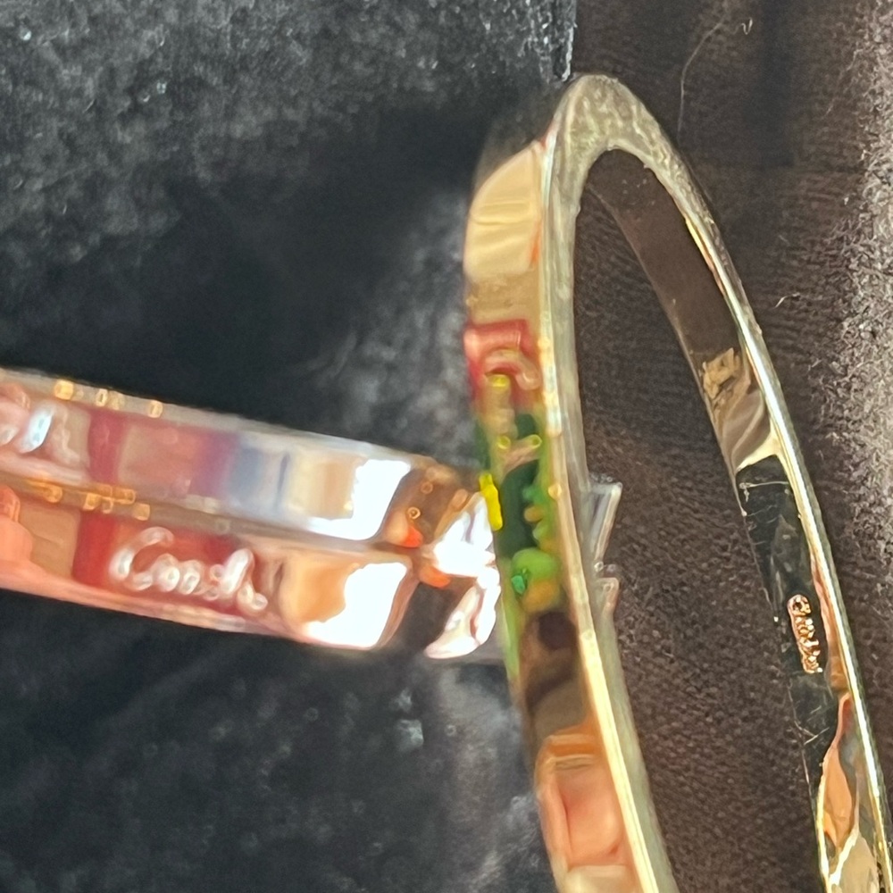 Coach Tri-Tone Stacking Bangle Bracelet Set w/ Pouch, Logo Engraved - Picture 4 of 6
